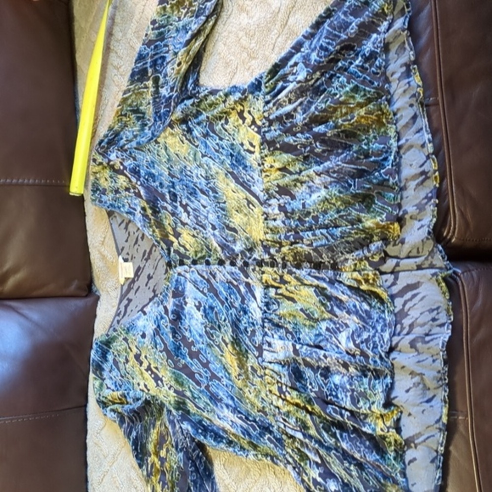 Women's Blue and Olive Top